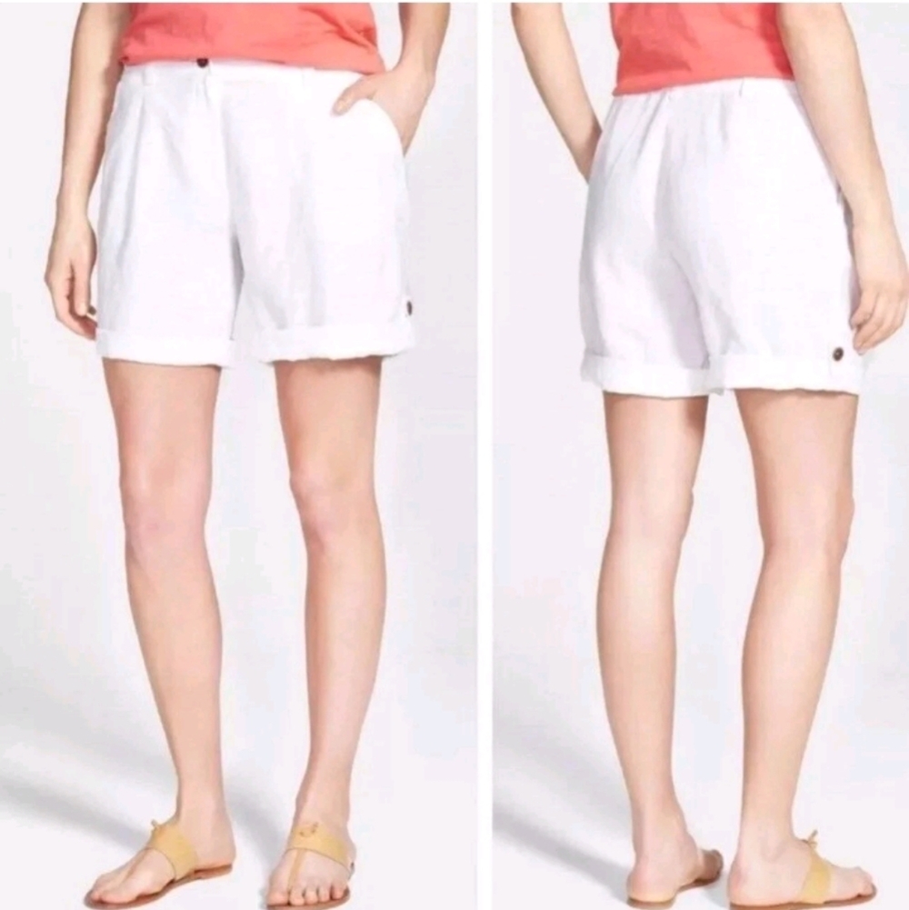 Eileen Fisher Organic Linen Shorts Womens 10 White Minimalist‎ Summer Lagenlook